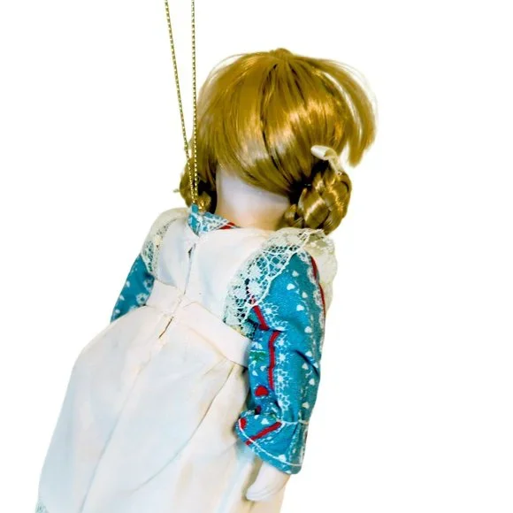 Vintage Pioneer Prairie Bisque Porcelain Doll Christmas Ornament Made in Taiwan - Picture 4 of 9